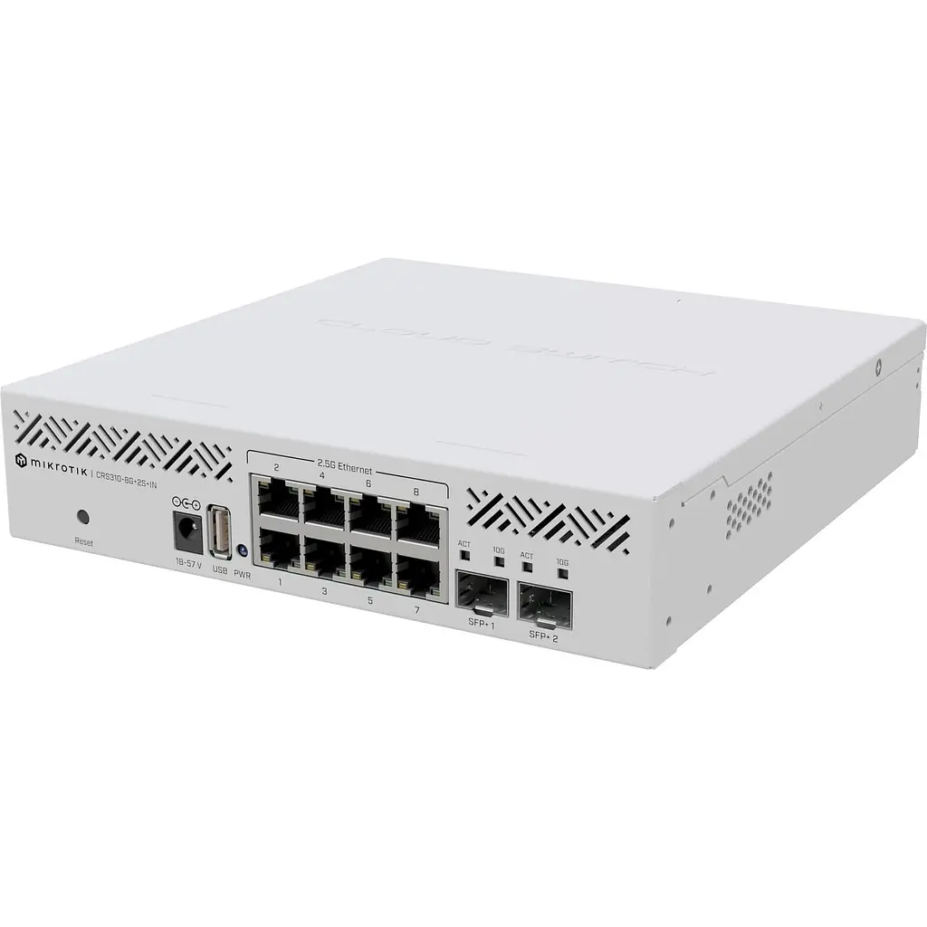 Коммутатор MikroTik CRS310-8G+2S+IN, 8x 2.5G Ethernet ports, 2x SFP+ ports, USB type A, 800MHz CPU, 2 (CRS310-8G+2S+IN) - фото 2