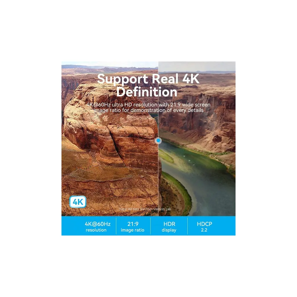 Кабель мультимедійний HDMI M to HDMI M 8.0m V2.0 4K60Hz aluminum alloy blue Vention (ALHSK) - фото 7