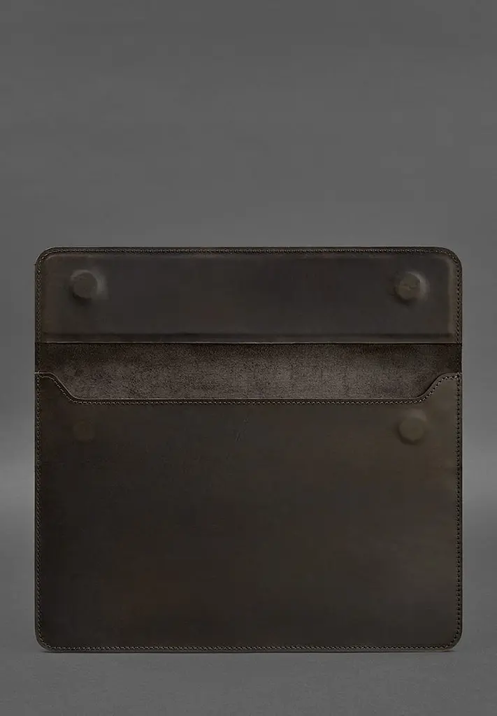 Шкіряний чохол-конверт BlankNote на магнітах для MacBook 14 Темно-коричневий Crazy Horse - фото 3