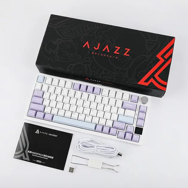 Ігрова механічна бездротова клавіатура AJAZZ AK820 Pro, Flying Fish Switch, RGB, Hot-Swap, Rapid Trigger, Білий - фото 3