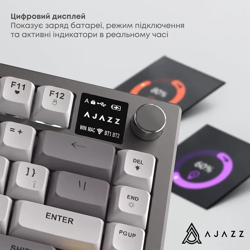 Клавіатура Ajazz AF82 Wireless/Bluetooth/USB UA Black/White (AF82-BW) - фото 9