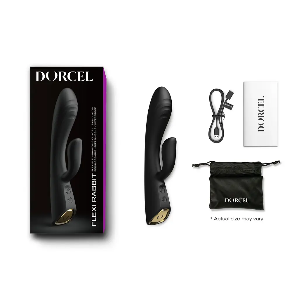 Вібратор-кролик з підігрівом Dorcel FLEXI RABBIT BLACK, гнучкий стовбур - фото 7