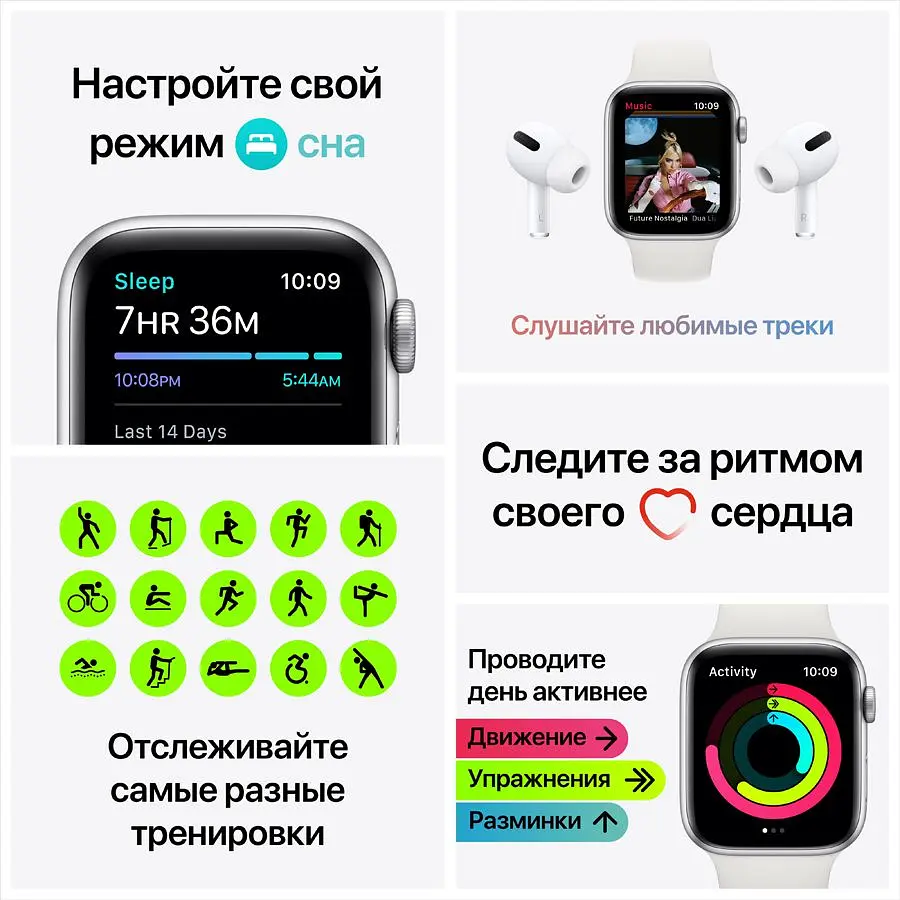 Смарт-годинник Apple Watch SE GPS 40 mm Space Gray Aluminium Case with Black Sport Band - Regular Model A2351 (Grade C) Seller Refurbished - фото 7