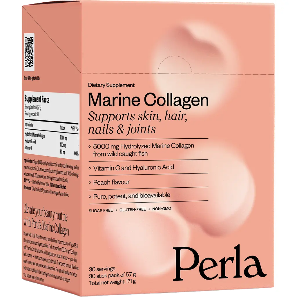 Дієтична добавка Perla Helsa Collagen Marine Peach пептиди колагену зі смаком персику 30 стіків по 5 г