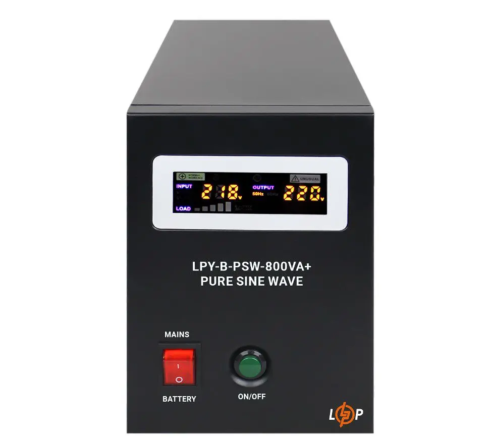 Джерело безперебійного живлення з правильною синусоїдою LogicPower LPYBPSW-800VA 560Вт, LCD, 12V під зовнішній АКБ, заряд 15А - фото 4