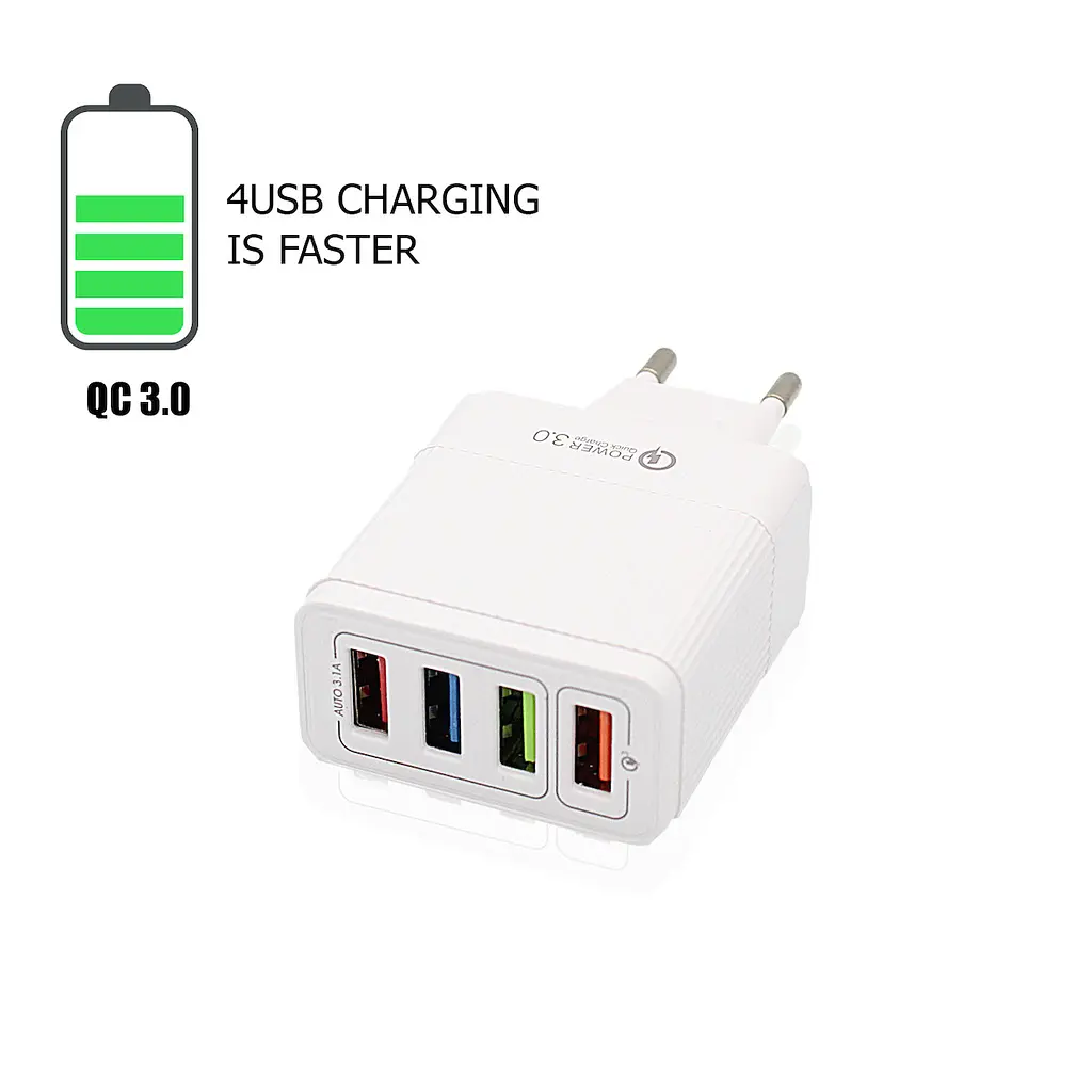 Блок живлення - зарядний пристрій 4 порти Qualcomm Quick Charge QC-04 - фото 2