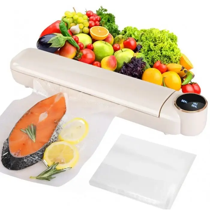 Вакуумний пакувальник харчових продуктів + 10 пакетів, Vacuum Sealer LS-801, Білий