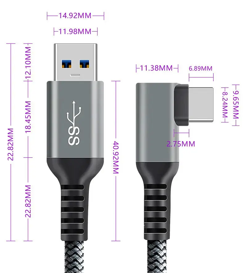 Кабель Oculus Link USB 3,2 Type-C Quest 2/3/Pro/Pico 4 7 м Сірий (AC-7mGS) - фото 4