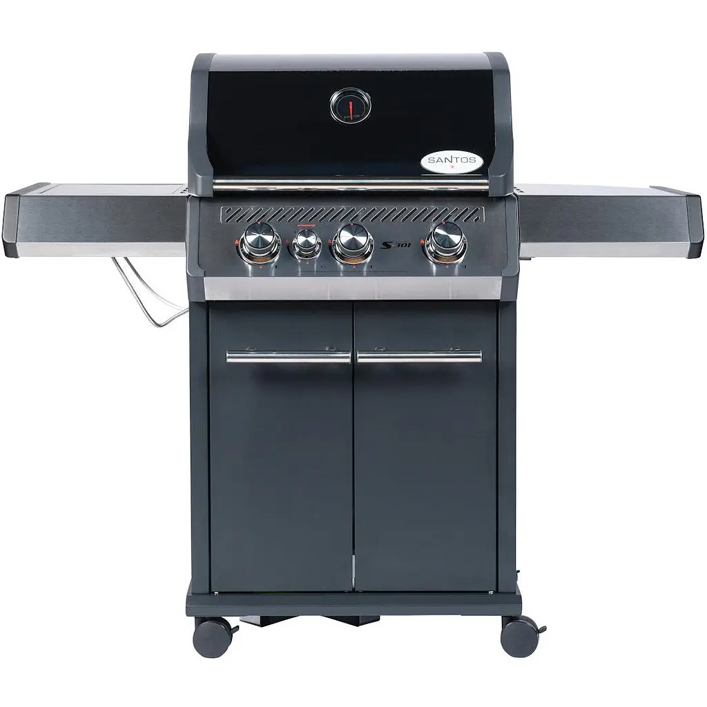 Газовый гриль Santos S-301 Black с боковой горелкой, черный (900235) - фото 3