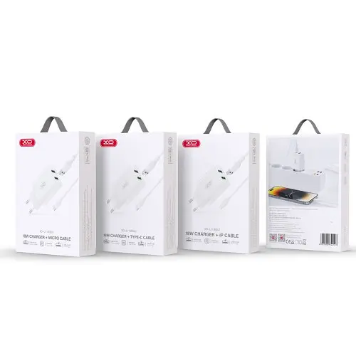 Сетевое зарядное устройство для XO L119 (EU) dual USB-A QC18W быстрое питание с TYPE-C cable Белый - фото 4