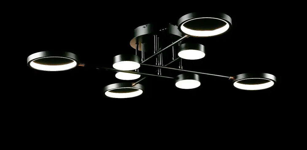 Світлодіодна люстра Splendid Ray L77020/4+4 LED (BLK), чорний, білий, 58 Вт, від 25-35 м² - фото 3