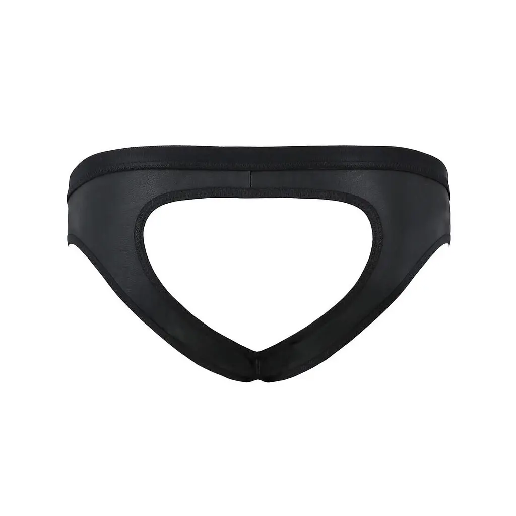 Чоловічі сліпи з вирізами Passion 041 SLIP JOE L/XL Black, екошкіра, відкриті сідниці - фото 6