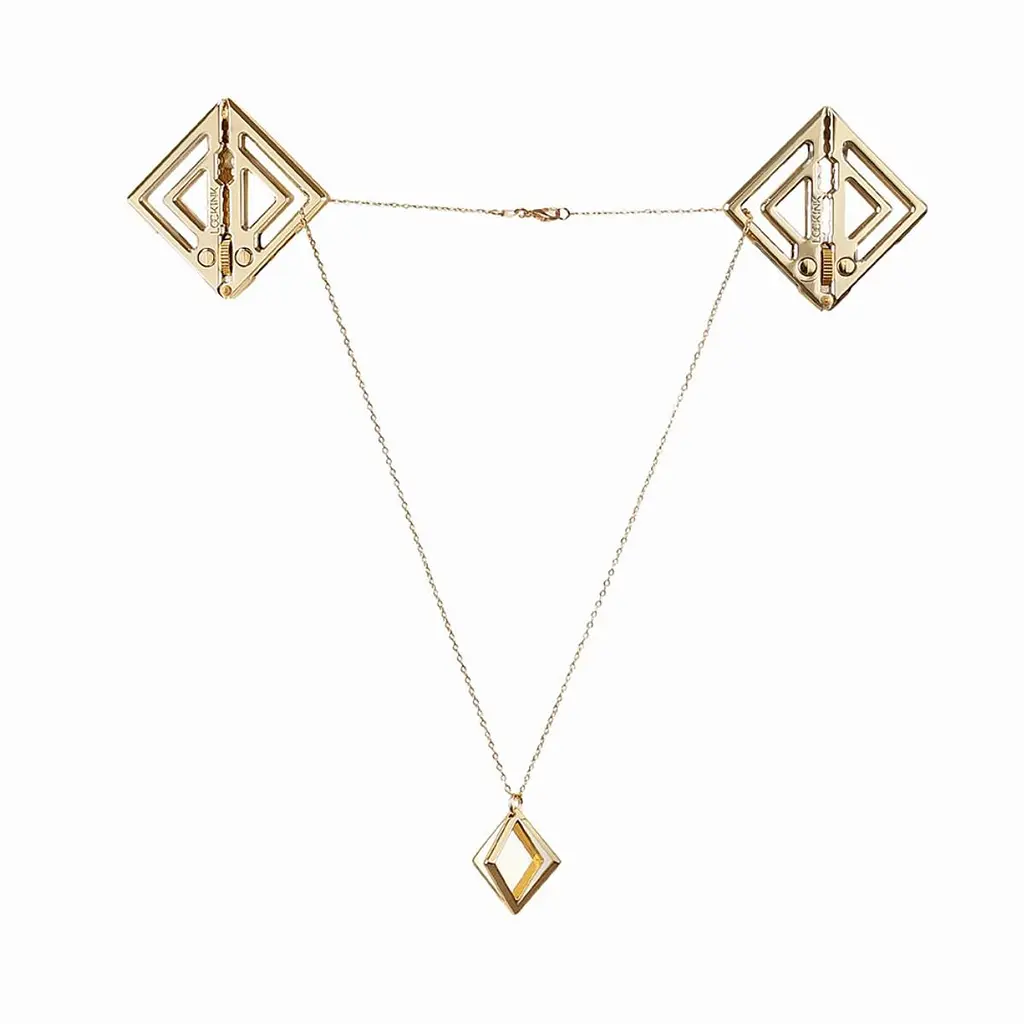 Затискачі для сосків з підвіскою LOCKINK Adjustable Nipple Clamps with Light Pendant, золотисті