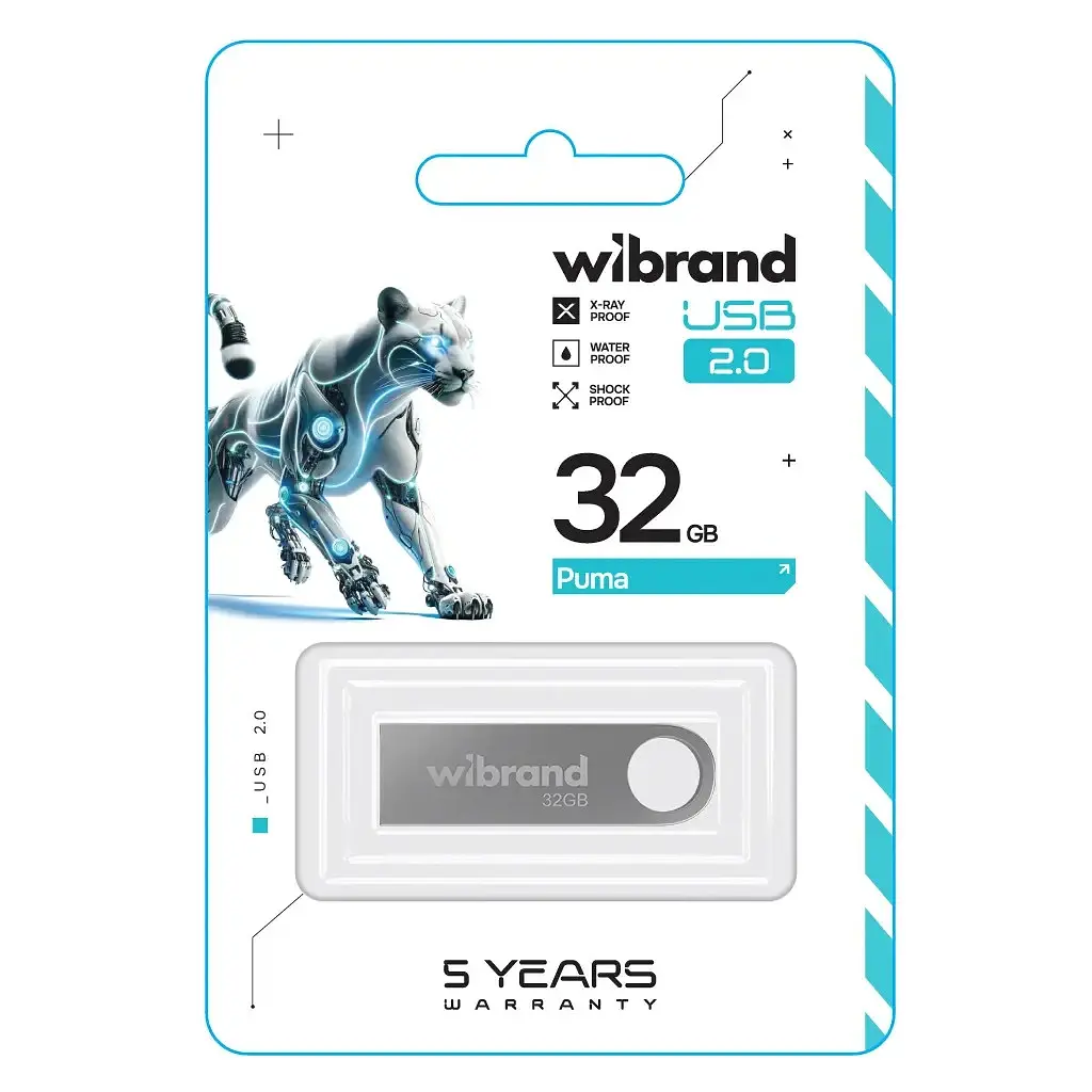 USB-флешнакопичувач Wibrand 32GB Puma сріблястий USB 2.0 (WI2.0/PU32U1S) - фото 2
