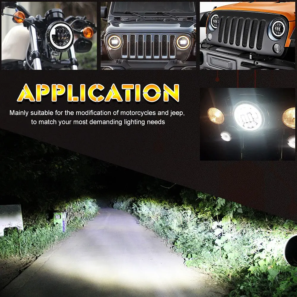 Додаткова LED фара 60 W 10-30V Bi-Led DRL фари 7 дюймів ДХО Ангельські очі 1 шт. (3583) - фото 7