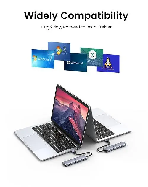 USB-хаб Ugreen CM473 USB 3.0 to 4-Port USB 3.0 Hub Space Gray (20805) - фото 8