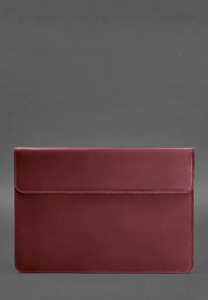 Шкіряний чохол-конверт BlankNote на магнітах для MacBook 14 Бордовий Crazy Horse - фото 2