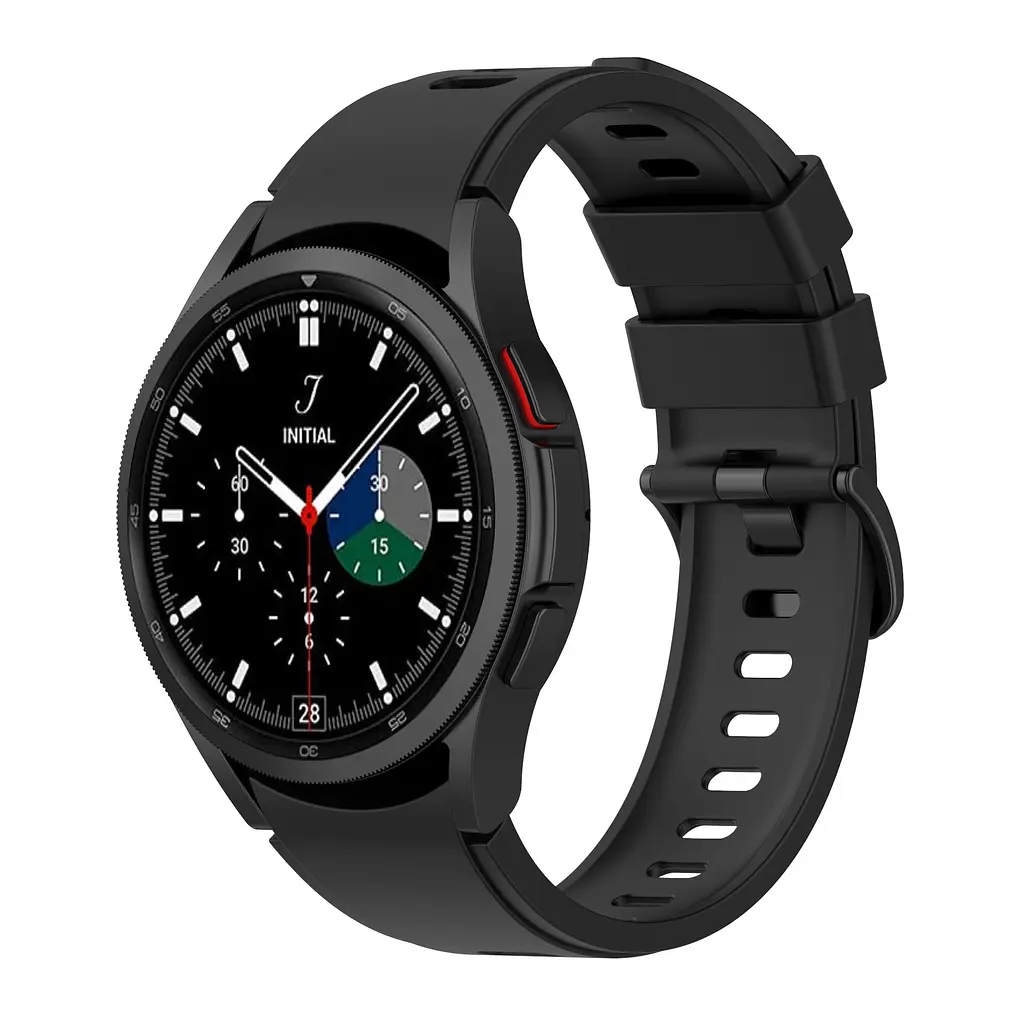 Ремінець для Samsung Galaxy Watch 4 Classic 42mm - чорний ширина кріплення 20мм силікон Watchbands RiccoOne (W29-2WB62202667) - фото 2