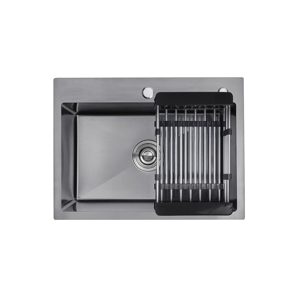 Кухонна мийка Kroner KRP Schwarze - 5843HM PVD (3,0/1,0 мм) CV022794, Чорний - фото 6