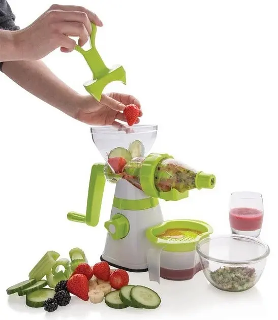 Соковижималка cоковитискач ручний шнековий багатофункціональний Guoyuan XD Design Manual Slow Juicer, Meileyi Салатовий 84797 - фото 3