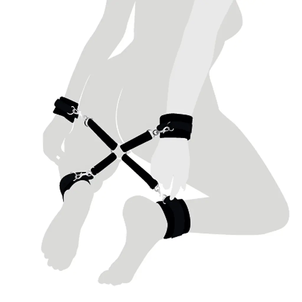 Хрестовина з натуральної шкіри Art of Sex - 4 Way Connector, Чорний Art of Sex SO7480 94916