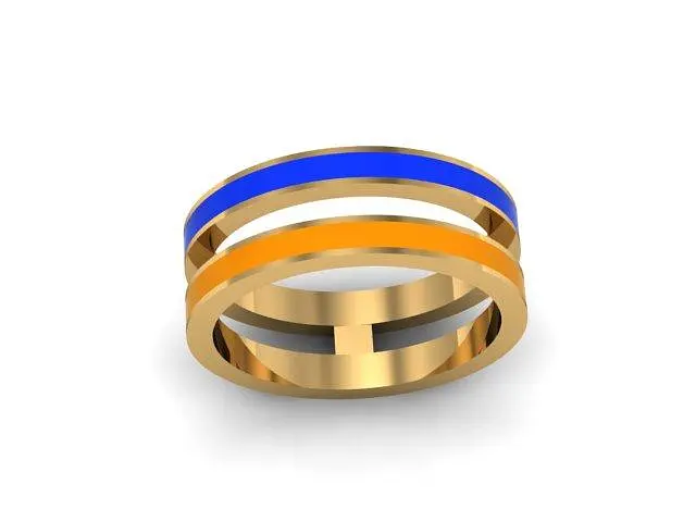 Каблучка з жовтого золота з емаллю 18.5 K-0001 - фото 3