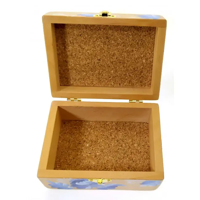 Скринька Сині квіти з масиву дерева ручний розпис 16х10х8 см - фото 3