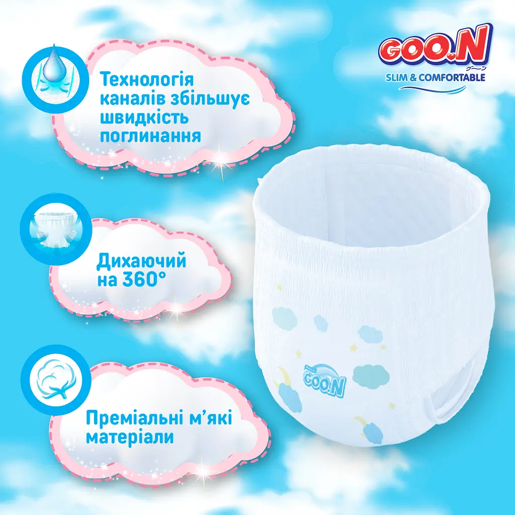 Трусики-підгузки Goo.N Slim & Comfortable Розмір 4(L) (9-14кг) 46 шт. - фото 3
