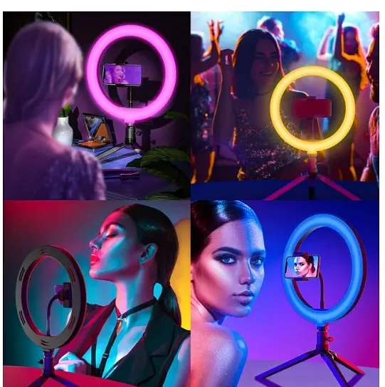 Селфи-лампа LED кольцевая 45 см MJ18 RGB+ штатив - фото 5