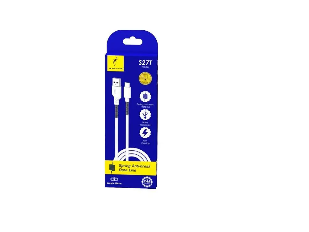 Кабель SkyDolphin S27T Spring Anti-Brake USB - USB Type-C (M/M), 1 м, White (SDUSB-000610) - фото 3