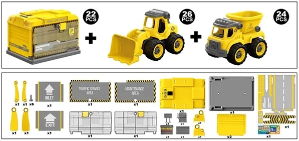 Конструктор DIY Spatial Creativity Бульдозер и Самосвал LM9018-3A, желтый (CJ-1614191) - фото 2