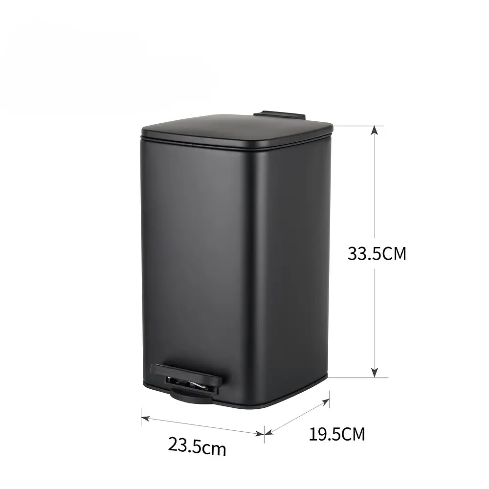 Відро для сміття з плавним закриттям квадратне Zerix Kubix-TC0108 8 л Black ZX5892, Чорний матовий - фото 2