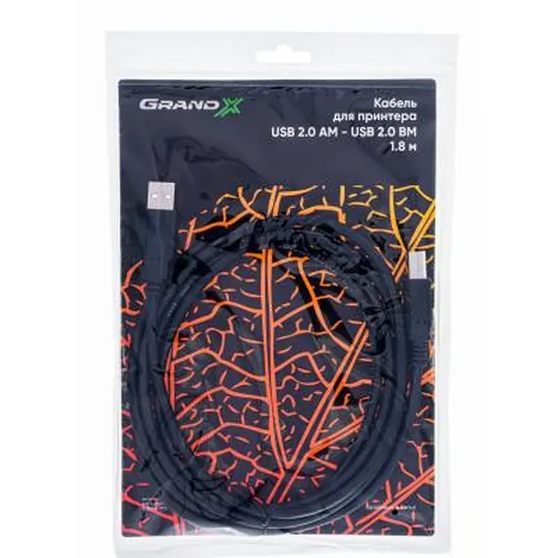 Кабель для принтера USB 2.0 AM/BM 1.8m Grand-X (PR-18) - фото 3