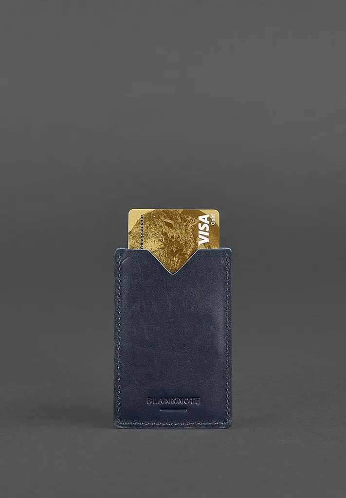 Кожаный кард-кейс 8.0 темно-синий - фото 5