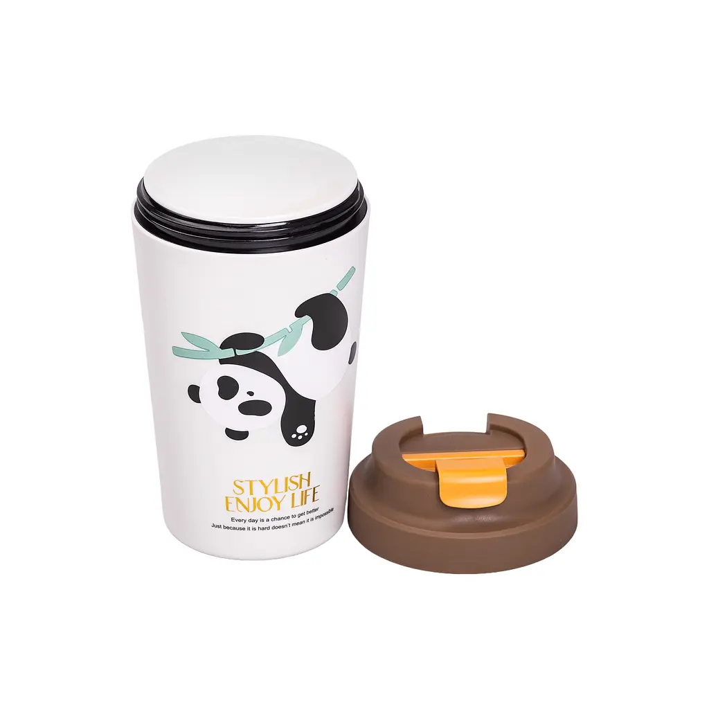 Термочашка Yiwu Panda HP-14-12BR з керамічною колбою 380 мл, коричневий - фото 3