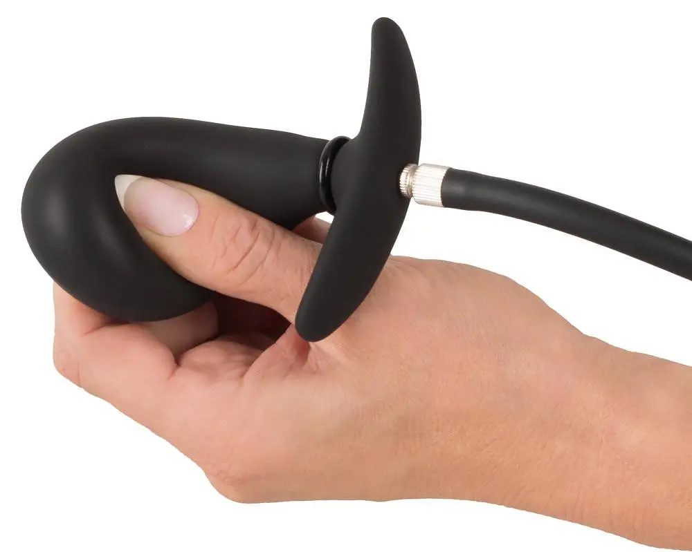 Анальна пробка Inflatable Plug 8 см (чорний) - фото 7