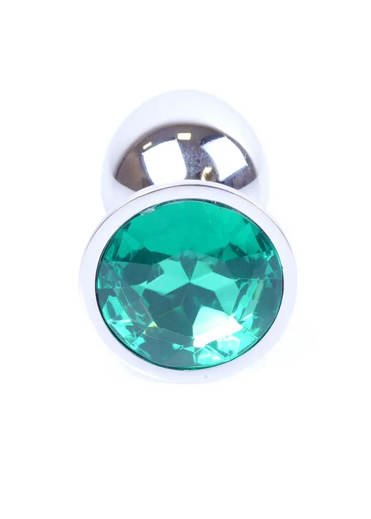 Анальна пробка Jewellery Silver Plug Green - фото 4