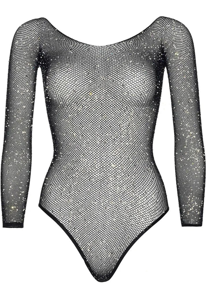 Сітчасте боді зі стразами Leg Avenue Crystalized fishnet bodysuit Black One Size - фото 6