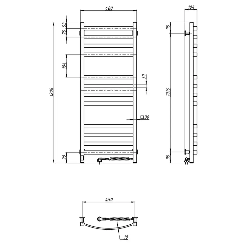 Електрична рушникосушка Navin Avalon 480x1200 Sensor права, біла 10-043153-5010, Білий, Праве, Електронний - фото 9