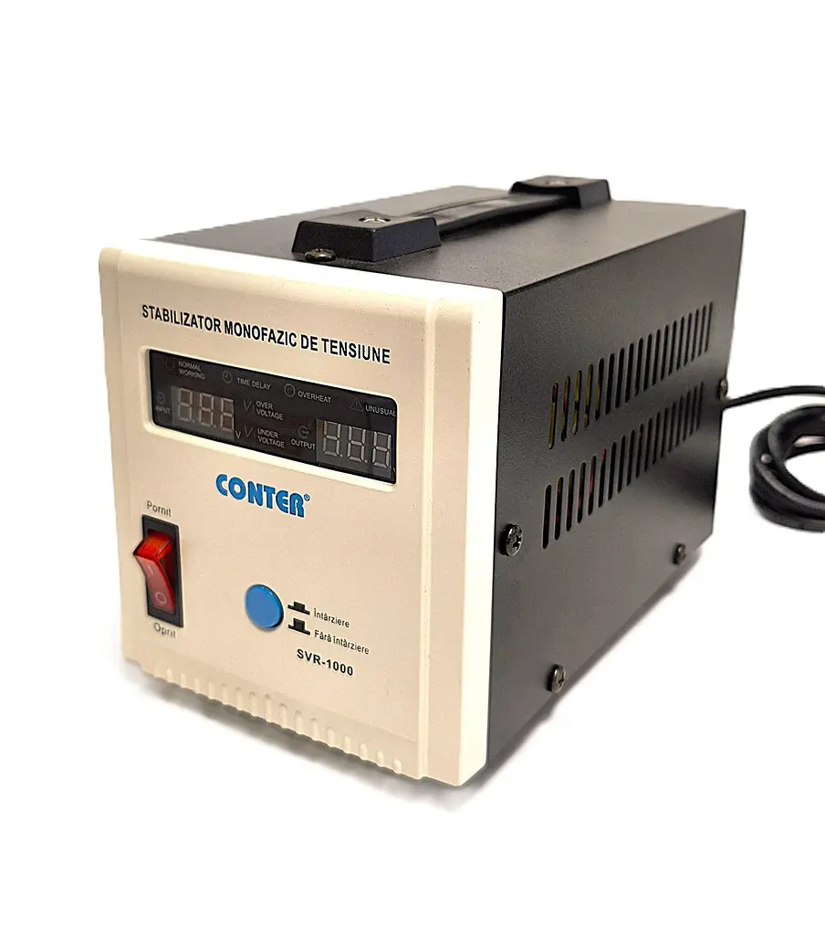 Стабілізатор напруги релейний Conter SVR-1000VA 750W 150–270V однофазний, підлоговий, LED дисплей, 2 євророзетки - фото 2