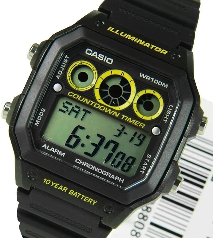 Электронные мужские часы наручные стильные черные Оригинал Япония Casio Collection AE-1300WH-1AVEF - фото 3