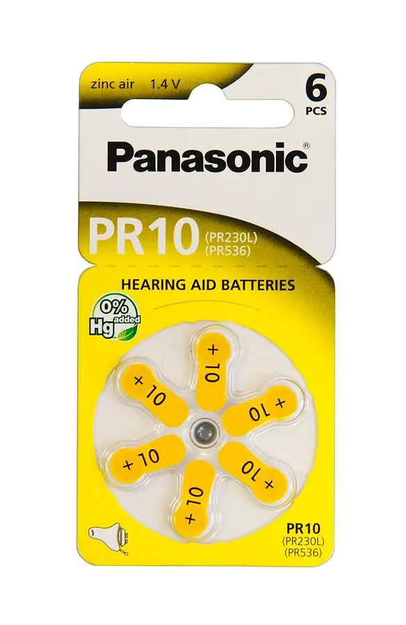 Батарейка Panasonic PR-230/6LB повітряно-цинкова PR230 (10A AC230E/EZ ZA10 PR70 DA10) блістер 6 шт. - фото 1