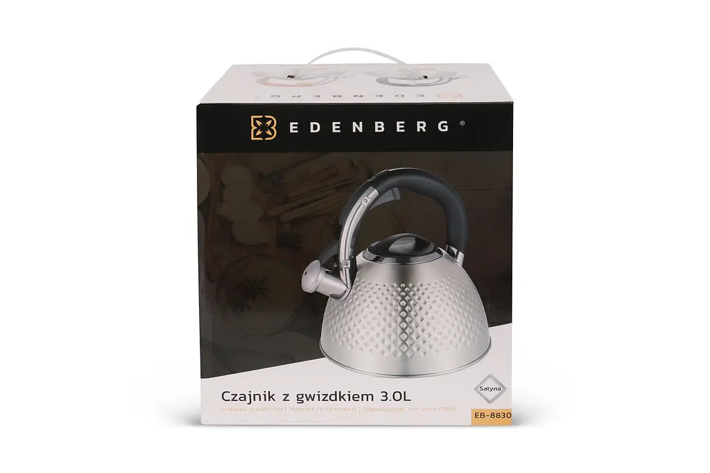 Чайник Edenberg з нержавіючої сталі зі свистком чорна ручка 3 л (EB-8830) - фото 5