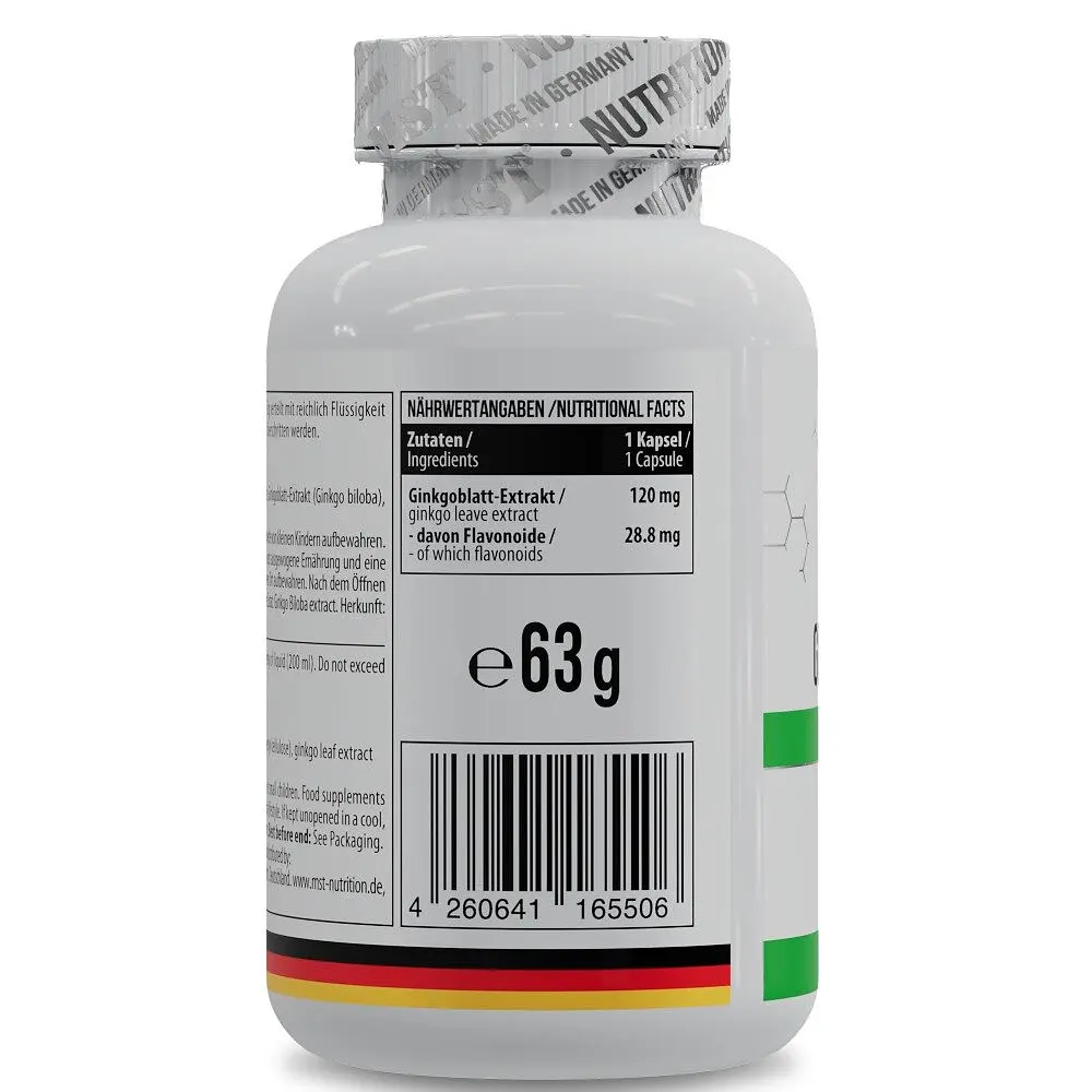 Екстракт гінкго білоба MST Nutrition Ginkgo Biloba, 120 капсул для підтримки пам'яті, мозку та кровообігу - фото 2