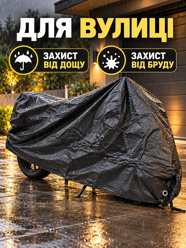 Чохол для мотоцикла захисний 195х103х90 см XL Чорний (5913707770) - фото 9