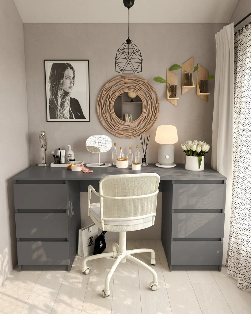 Стіл комп'ютерний з двома тумбами на 6 ящиків, письмовий стіл з ДСП FT-228 - фото 3