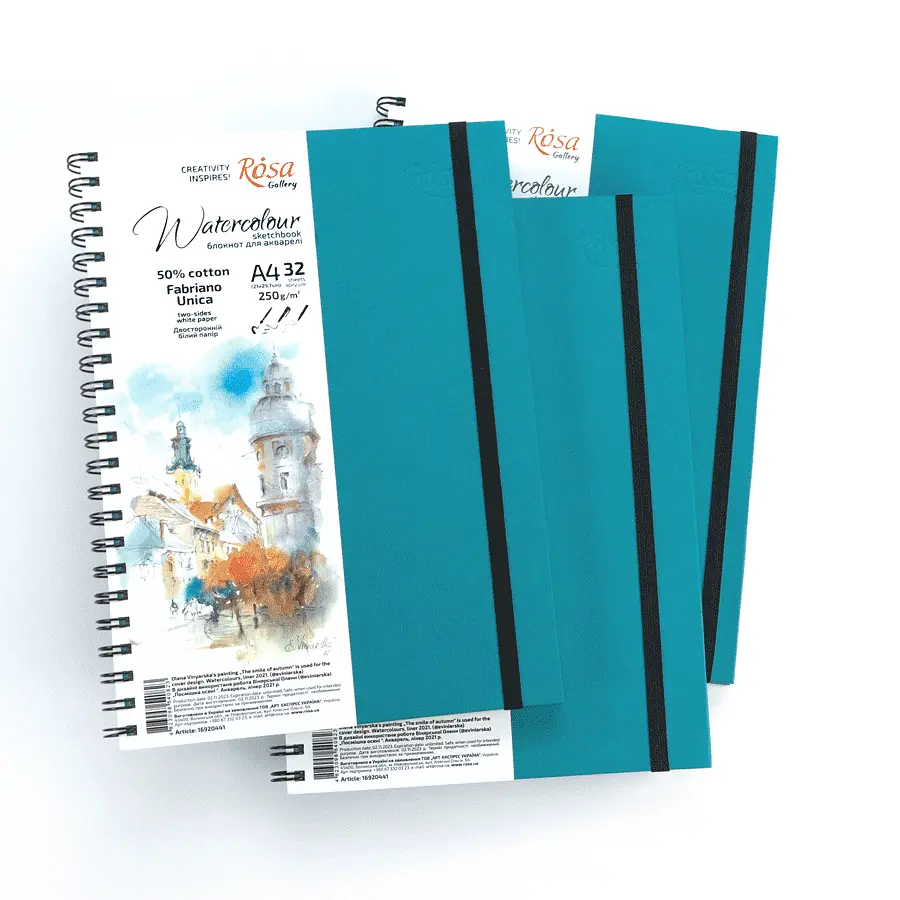 Блокнот для акварелі на спіралі Unica by Fabriano А4 250г/м2 32 л папір білий Бірюза ROSA Gallery - фото 4