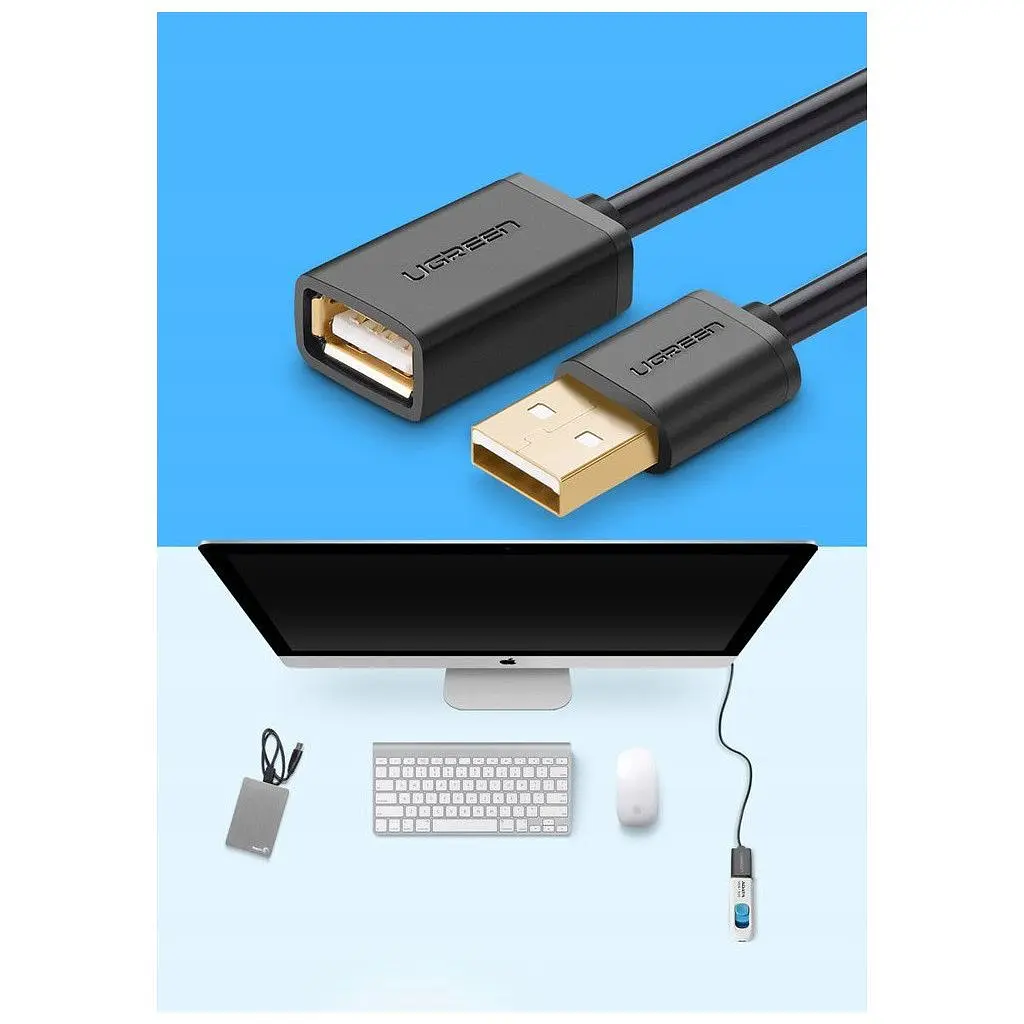 Дата кабель USB 2.0 AM/AF 5.0m US103 Black Ugreen (10318) - фото 2