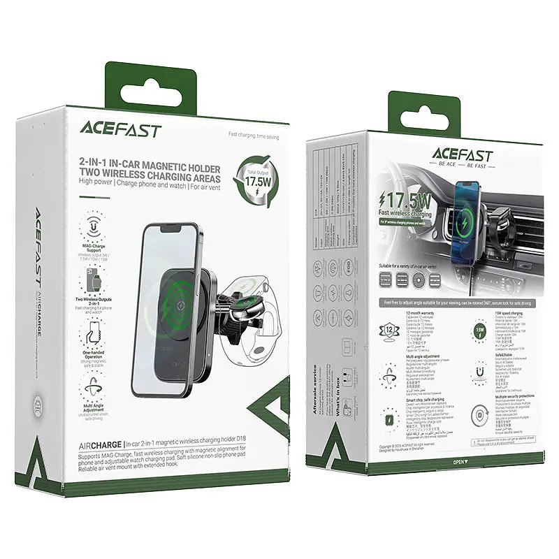 Автотримач із БЗУ D18 2in1 in-car Black Acefast teh0029269 - фото 6