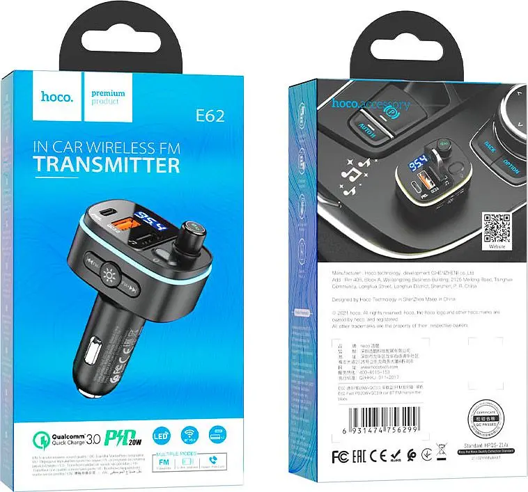 FM-трансмітер Hoco E62 Fast PD20W+QC3.0 BT FM Transmitter (756299) [85427] - фото 8